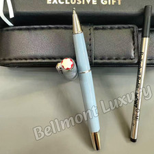 MONTBLANC Meisterstück Light Blue Rollerball Pen Luxury Writing Gift Pouch picture