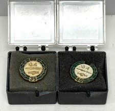 Vintage UA Plumbers Pipefitters Union 35 & 40 Year Service Pin Lot Gold Tone picture