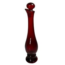 VTG Avon Ruby Bud Vase Cologne Perfume Bottle Red 8.25” Tall Ball Shaped Topper picture