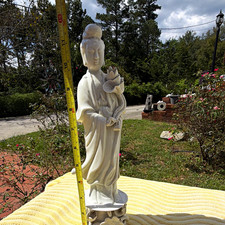 Antique porcelain Chinese Guanyin Lady Figurine Holding Lotus Flower,  picture