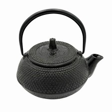 Japanese Nambu Cast Iron Teapot Tetsubin Style Hobnail Crane Enameled *Read* picture