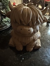 Brown or beige Resin Highland Cow cookie jar Removable Lid, 3D Effect picture