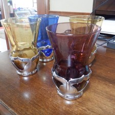 Vintage Krome Kraft Farber Bros NY Stemless Water Glasses 5