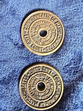 Pair Vintage Massachusetts Land Court Survey Marker Disks Boston MA Brass Bound picture
