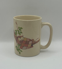 Vintage Otagiri Owl Coffee Mug Japan Patchwork Quilt 1980s Rustic picture