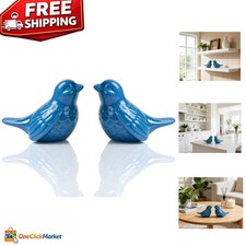 Stylish Modern Blue Bird Statues - Perfect Gift & Decor Accessory Set of 2 picture