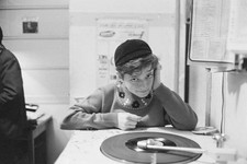 Italian singer Rita Pavone listens to a record the studios of Euro- Old Photo 2 picture