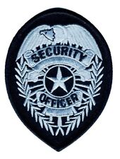 SECURITY OFFICER Badge Patch, Silver on Black, 2-3/4X3-3/4