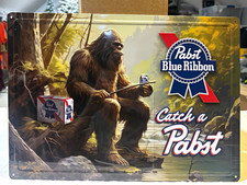 Pabst Blue Ribbon Catch a Pabst Metal Sign Breweriana Wall Decor 12”x16.75” picture