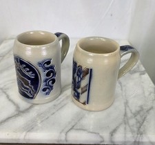 Vintage Two Merkelbach Salzglasur German pottery beer stein picture