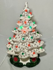 Vintage Atlantic Mold A64 Holly Spritz 100% Glaze Ceramic Christmas Tree picture