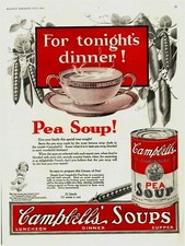 1925 Campbell's Pea Soup Vintage Print Ad For Tonight's Dinner Kids Baseball picture