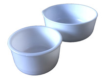 White Mixing Bowls Milk Glass Set of 2 / Large Champion w/Spout / Small unmarked picture