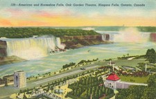 American & Horseshoe Falls Niagara Falls Ontario Canada Linen Cancel Postcard picture