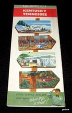 TENNESSEE & KENTUCKY EARLY 1950s HIGHWAY MAP CITIES SERVICE GASOLINE DEALERS picture