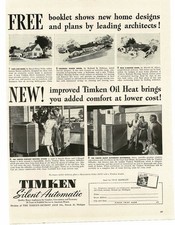 1945 Timken Silent Automatic Oil Heater 1940s home design Vintage Print Ad picture