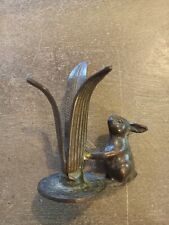 Vintage Cast Bronze Brass Patina Bunny Rabbit Candle Holder Figure Andrea Sadek picture