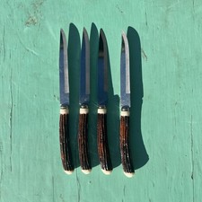 4 Vintage Japan Faux Bone Handle Kitchen Paring Knife’s 7 inch picture