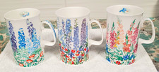 3 Dunoon Bone China Coffee Tea mugs Mug England Garden Party Christine Chadwick  picture