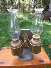 Antique P & A Double Oil Lamp Ships ? Student Double Sconce, light super rare picture
