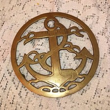 Vintage Brass Anchor Trivet Nautical Decor 6.5