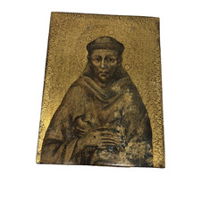 Vintage Saint Francis of Assisi Religious Icon Plaque Cimabue Style Italy picture