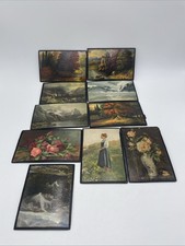 Lot 10 Souvenir Cards Made In Germany 1930-40s Scenic Still Life Girl Woman picture