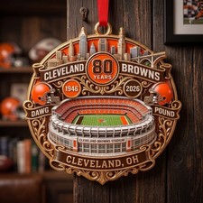 Cleveland Browns 80th Anniversary Ornament 1946-2026 Stadium Christmas Gift picture