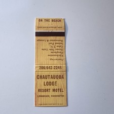 Chautauqua Lodge Resort Motel Longbeach WA Vintage Matchbook Cover 4MB120-3 picture