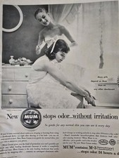 1957 Girls Depend on Mum Deodorant Lace Slips primping in bedroom vintage Ad  picture