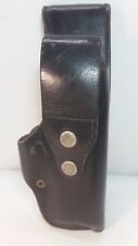 Vintage Black Leather Police Holster Swivel Mount stamped H S picture