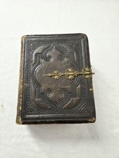 Anti Victorian Tooled Leather Photo AlbumW/Part Brass clasp tintypes & CDVs1800s picture