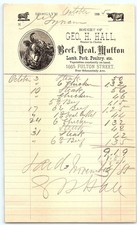 1880s Brooklyn Butcher Billhead w/ Cattle Engraving picture