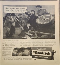 1941 B F Goodrich first in rubber Vintage Ad 14 x 10 hot licks in a flat tire picture
