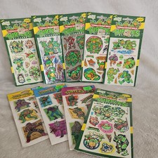 Vtg TMNT Sealed Sticker Lot of 9 Puffy, Mello Smello, Glow in the Dark Metallics picture