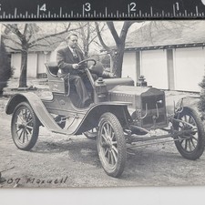 Stewart OK Oklahoma 1907 Maxwell Roadster Car Man Driver Antique Photo picture