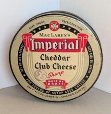 Vintage Kraft Tin Cheddar Cheese MacLaren’s Imperial Mid-century Advertising  picture