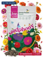Seedphony Zinnia Seeds Pack 1 oz - 3,800 Non-GMO Heirloom Zinnia Seeds for Plant picture
