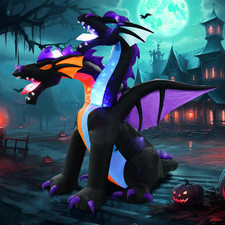 7 Ft Tall Halloween Inflatables Dragon With 2 Heads Fire And Ice Blow Up Dragon picture