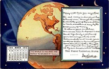 March 1910 Calendar World Globe Earth First National Bank Atchison, Kansas picture