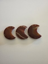 KCGS 3pc Carnelian Stone Moon Carving Quartz Crystal Specimen 164g #0194 picture