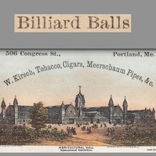 Kirsch Billiard Ball Maker Portland ME 1876 Meerschaum Pipe Mfg Centennial Expo picture