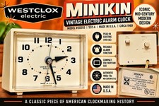 VTG Westclox Minikin S32-A Electric Alarm Clock Model 20255 White MCM USA Works picture