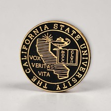 California State University Seal Lapel Pin CSU Motto Vox Veritas Vita Black picture