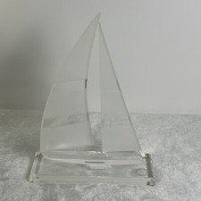 Vintage Wintrade Beverly Hills CA Clear Acrylic Lucite Sailboat Sculpture picture