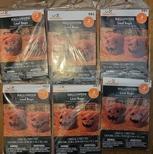 Lot Of 6 TWO Pack Pumpkin Faces Leaf Bags 24