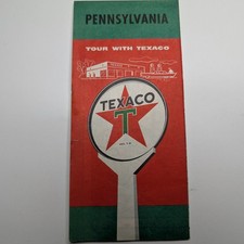 1956 PA Texaco Road Map Gas Station Philadelphia Pittsburgh Rand McNally picture