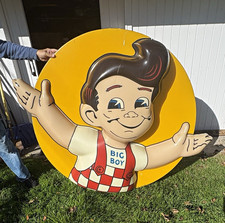 Big Boy Restaurant & Fast Food Advertising Sign, Yellow Round, Red/White Outfit picture