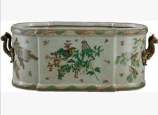 Beautiful Floral & Birds Garden Porcelain Large Planter,Jardiniere-21'' x 9''H picture