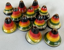 Vintage Hand-Painted Art Deco Toggle Wood Buttons Black Green Yellow White 12 Pc picture